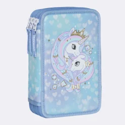 Fashion Trelags pennal med innhold, Unicorn Princess Ice Blue Pennal